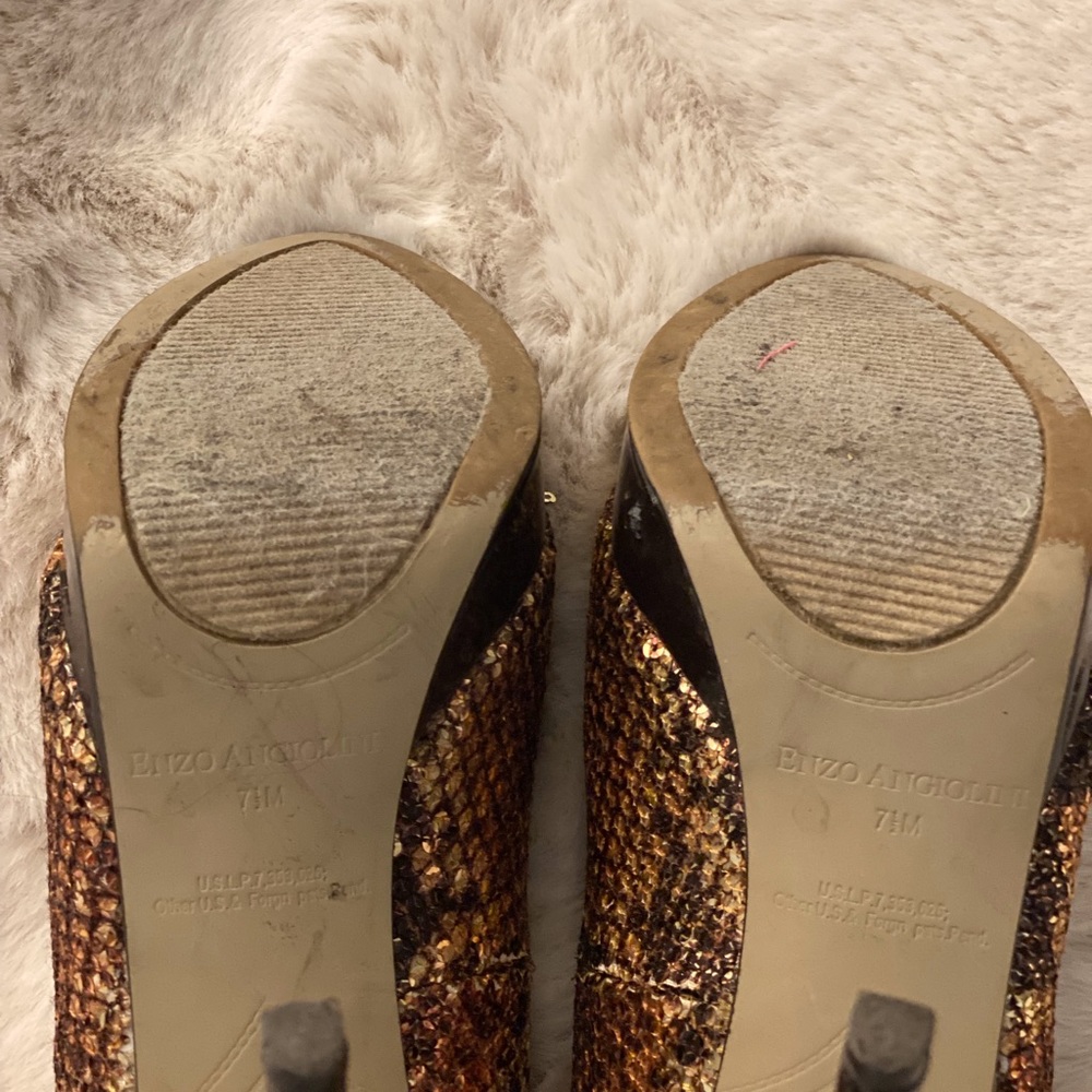 Worn Once! Enzo Angiolini Easmiles Sequin/Snake Pump SZ 7.5M - Picture 5 of 5